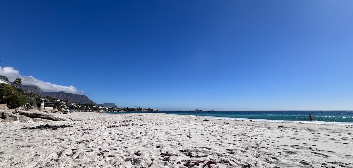 sunny beach with sea view
