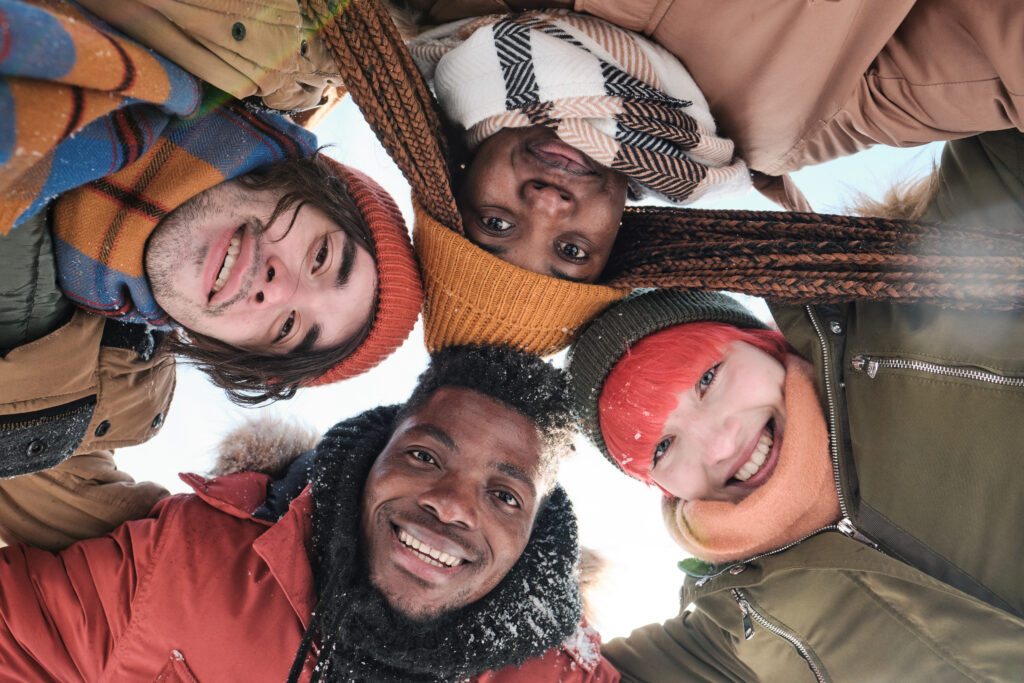 Happy Young Friends On Winter Day