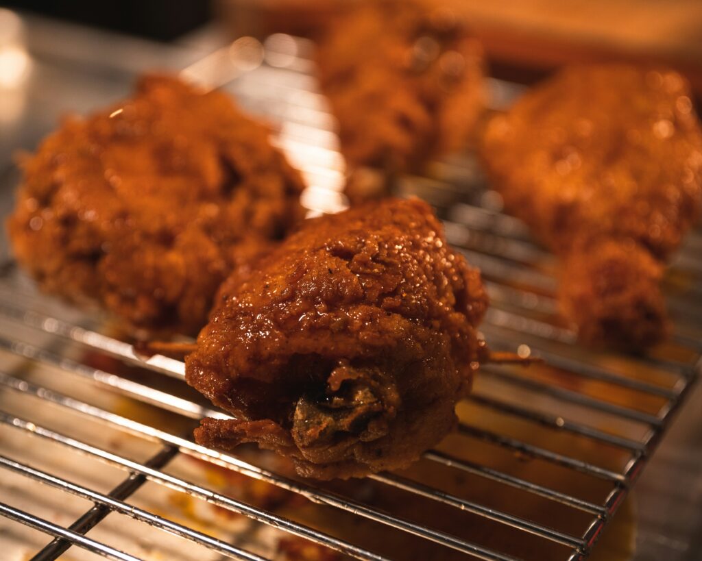 Fried Chicken on a wire rack