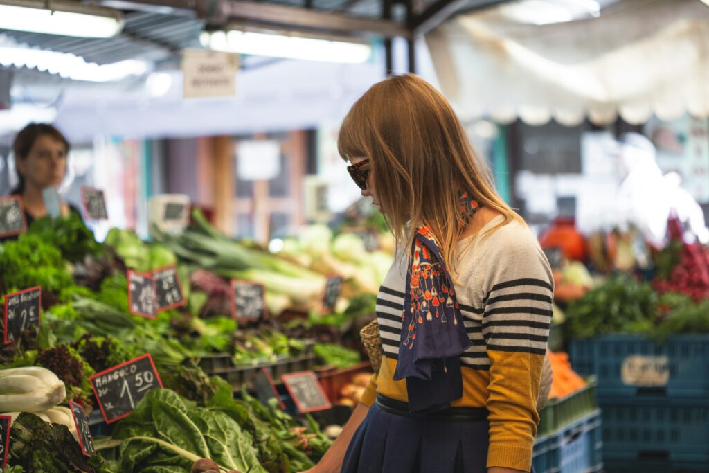 Women shopping in a market.