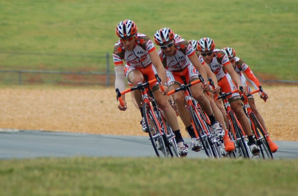 Olympic cycling team during a race