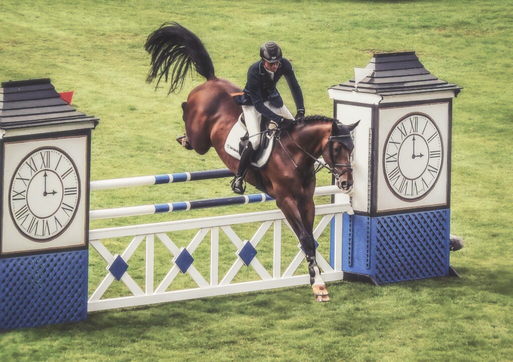 Professional Equestrian rider riding her horse